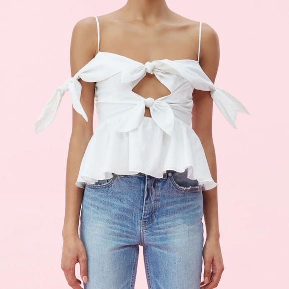 Rebecca Taylor Tops - Rebecca Taylor bow tie front off shoulder peplum